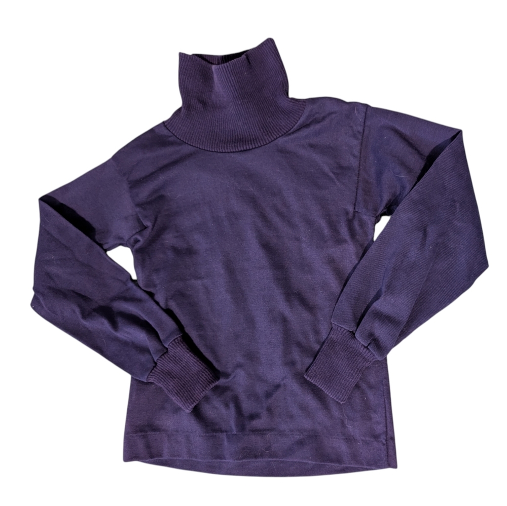 80s 90s Vintage Florence Eisemon Kids‎ Blue Turtle Neck Top Shirt